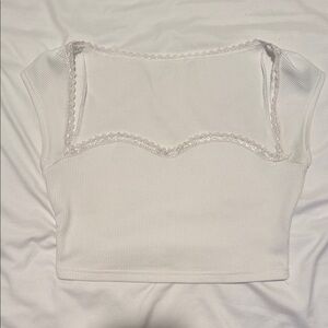 Elegant White Lace Trim Top